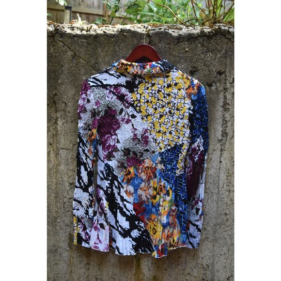 Alberto Makali Crinkle Button-Up Blouse – Size M - Picture 2 of 4